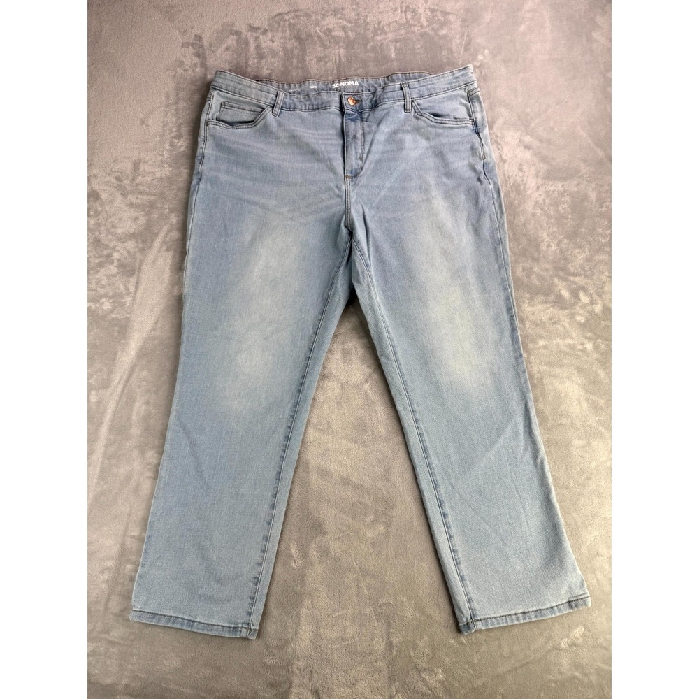 Sonoma Goods For Life Straight Leg Jeans Womens 22W Blue Denim Stretch High Rise